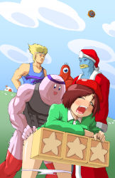 adeleine blush clothed_sex dark_matter_(kirby) highres king_dedede kirby kirby_(series) knuckle_joe motion_blur muscular nintendo panties panty_pull sex takeda_kanryuusai thighs underwear waddle_doo what wince