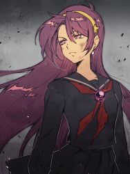 1girl asamiya_athena fingerless_gloves gloves hair_ornament idol purple_eyes purple_hair serious snk star_(symbol) star_hair_ornament staring the_king_of_fighters the_king_of_fighters_xii the_king_of_fighters_xiii