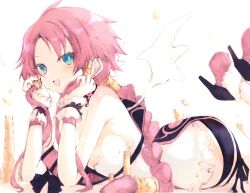 1girl blue_eyes boots breasts cleavage disgaea high_heel_boots high_heels highres long_hair looking_back makai_senki_disgaea_4 pink_hair vulcanus_(disgaea_4) window wings