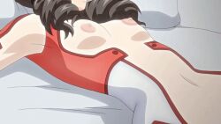 10s 1girl 2018 aged_down animated animated_gif asou_miyuri bed bed_sheet bodysuit bouncing_breasts breasts doki_doki_little_ooya-san drill_hair flat_chest hetero implied_sex loli long_hair lowres mecha_pilot_suit missionary multicolored_bodysuit nce nipples pill pillow ponytail see-through_clothes small_breasts tagme white_bodysuit