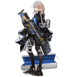 1girl artist_request assault_rifle baseball_cap battle_rifle blonde_hair blue_gloves earpiece fn_scar fn_scar-h girls&#039;_frontline gloves gun hat highres holding holding_gun holding_weapon knee_pads leggings medium_hair official_art ponytail rail_(weapon) rifle scar-h_(girls&#039;_frontline) scope shoes single_knee_pad sneakers solo standing transparent_background weapon weapon_case