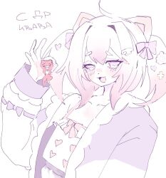 akane_iwawwa animal_ears hair_ornament hairpin lineart non-web_source original pig pig_ears pig_girl pink_eyes pink_hair russian_text twintales virtual_youtuber