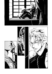 comic corded_phone dark-skinned_male dark_skin dio_brando enrico_pucci greyscale holding holding_phone jojo_no_kimyou_na_bouken merumeru626 monochrome phone screentones silent_comic sitting sleeveless sleeveless_turtleneck stardust_crusaders talking_on_phone turtleneck windowsill