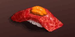 chili_pepper fish_(food) food food_focus hisachan55cute meat nigirizushi original pixel_art red_background rice shadow simple_background still_life sushi