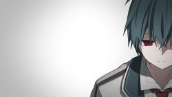 1boy aqua_hair blue_vest ex_(grimms_notes) grimms_notes half-closed_eyes highres iumi_urura long_sleeves looking_at_viewer male_focus shirt short_hair solo vest white_shirt