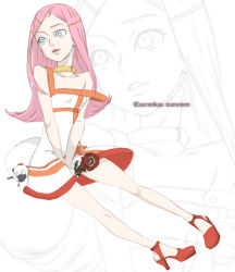 00s 1girl anemone_(eureka_seven) bad_id bad_pixiv_id blue_eyes collar eureka_seven eureka_seven_(series) female_focus flower gulliver_(eureka_seven) long_hair mksm pink_hair sitting solo