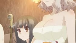 10s 2girls animated animated_gif bouncing_breasts breasts fate/kaleid_liner_prisma_illya fate_(series) large_breasts leysritt_(fate) miyu_edelfelt multiple_girls towel