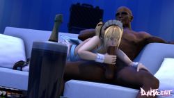 3d animated blonde_hair blue_eyes dark-skinned_male dark_skin dead_or_alive dual_face_art dualfaceart fellatio highres interracial large_penis marie_rose nao_(pixiv_5120470) onagi oral pale_skin penis sex sound team_ninja tecmo twintails video zack_(doa)