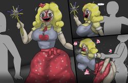 ... 1boy 1girl ass blonde_hair breasts clothed_female_nude_male clothed_sex colored_skin doggystyle enigi09 grey_skin heart hetero highres large_breasts long_hair miss_delight nude open_mouth poppy_playtime rolling_eyes sex sex_from_behind smile speech_bubble