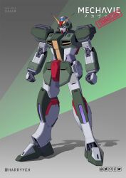 Rule 34 | artstation logo, blue eyes, clenched hands, commission, deviantart logo, facebook logo, full body, gundam, gundam seed, harryych, highres, mecha, mobile suit, no humans, original, pixiv logo, robot, science fiction, shadow, solo, standing, twitter logo, v-fin
