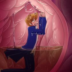 1boy absurdres dark_magician_girl digestion female_pred giant giantess gokaivore highres internal_view jonouchi_katsuya male_prey mini_person miniboy saintxtail scared stomach struggling vore yu-gi-oh! yu-gi-oh!_duel_monsters