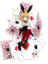 Rule 34 | 1girl, absurdres, animal ears, antenna hair, black bow, black hairband, black shoes, blonde hair, bow, cardcaptor sakura, crown, fake animal ears, full body, green eyes, grin, hairband, highres, holding, holding staff, kinomoto sakura, layered skirt, looking at viewer, mini crown, miniskirt, pantyhose, pink skirt, rabbit ears, red pantyhose, shirt, shoes, short hair, short sleeves, sidelocks, sitting, skirt, smile, solo, staff, underbust, usadapan1005, white shirt