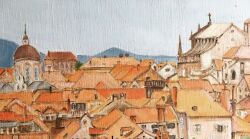 Rule 34 | blue sky, building, chimney, city, day, dome, house, momo7rosemary, mountainous horizon, no humans, original, scenery, sky, window