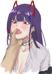 akuma_nihmune akuma_nihmune_(1st_costume) finger_in_another&#039;s_mouth highres indie_virtual_youtuber seiji_kimoti simple_background tagme virtual_youtuber white_background