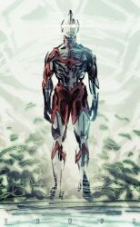 1boy alien artist_name cloud full_body glowing glowing_eyes looking_at_viewer male_focus no_humans parody shin_ultraman shinkawa_youji_(style) solo standing style_parody tagme teoft ultra_series ultraman ultraman_(shin) yellow_eyes