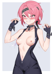 Rule 34 | 1girl, absurdres, blush, breasts, fuchsia (strinova), highres, nipples, pink eyes, pink hair, strinova, tagme, taoyan lajiaomian