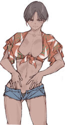 1girl breasts dark_skin large_breasts navel short_hair swimsuit tagme yasunososaku