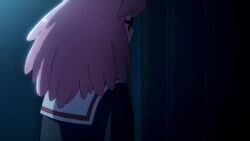 1girl animated audible_speech boku_no_hero_academia embarrassed glasses haneyama_kazuho indoors japanese_audio night pink_eyes pink_hair school_uniform solo sweat tagme video vigilante_-boku_no_hero_academia:_illegals-