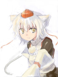 Rule 34 | 1girl, animal ears, detached sleeves, female focus, hat, hokamichi, inubashiri momiji, silver hair, solo, taji (crowview), touhou, wolf ears, yellow eyes
