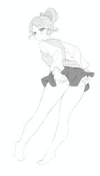 1girl absurdres ass ass_focus ass_support blush clothes_lift hand_on_own_ass highres hornfelstone kimi_no_koto_ga_dai_dai_dai_dai_daisuki_na_100-nin_no_kanojo momi_momiji school_uniform simple_background sketch skirt skirt_lift white_background