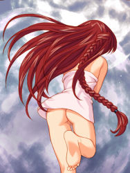00s 1girl ass barefoot bottomless braid censored feet female_focus foot_focus karen_(sister_princess) long_hair miyama_amehiko mosaic_censoring pussy red_hair running sister_princess soles solo toes towel very_long_hair
