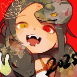 Rule 34 | 1girl, 2025, chinese zodiac, fangs, heterochromia, original, red eyes, snake, snake girl, solo, year of the snake, yellow eyes, yknsugar