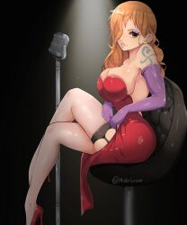 1girl breasts jessica_rabbit_(cosplay) large_breasts long_hair nami_(one_piece) one_piece orange_hair who_framed_roger_rabbit