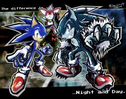 candy chip_(sonic) chocolate chocolate_bar claws clenched_hand fairy_wings food furry furry_male gloves green_eyes grey_outline highres male_focus outline over_st1 signature sonic_(series) sonic_the_hedgehog sonic_the_werehog sonic_unleashed star_(symbol) teeth white_gloves wings
