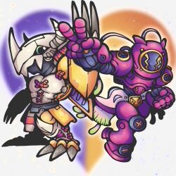 Rule 34 | absurdres, amphimon, android, armor, digimon, digimon (creature), diving suit, full armor, gynoid, highres, mecha girl, robot girl, wargreymon