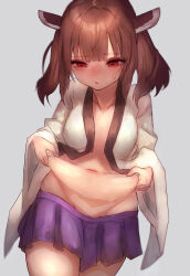 1girl belly_grab fat groin navel plump shiburingaru skirt sweat tagme touhoku_kiritan voiceroid