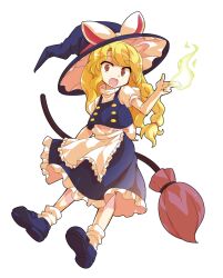 1girl apron black_hat black_shoes black_skirt black_vest blonde_hair braid broom broom_riding buttons commentary_request dairi dress full_body hat kirisame_marisa l_hand large_variant_set long_hair looking_at_viewer magic mary_janes open_mouth red_eyes shirt shoes short_sleeves skirt socks solo touhou transparent_background turtleneck turtleneck_shirt variant_set vest waist_apron white_apron white_shirt white_socks witch witch_hat