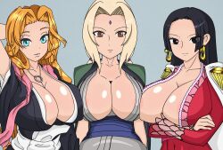 3girls absurdres artist_request bleach boa_hancock breasts highres large_breasts long_hair matsumoto_rangiku multiple_girls naruto_(series) one_piece tsunade_(naruto)