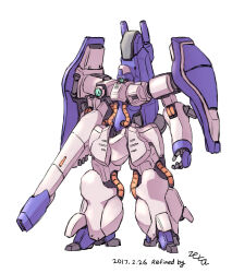 2017 beam_cannon colored_lineart dated gaza-c gundam haman_karn highres korean_commentary machinery mecha mecha_focus mixed-language_commentary mobile_suit neo_zeon no_humans one-eyed original redesign robot science_fiction signature sketch white_background z006 zeta_gundam zeta_gundam_define