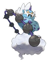 absurdres artist_request blue_skin cloud colored_sclera colored_skin full_body gen_5_pokemon highres horns legendary_pokemon muscular nintendo official_art pointy_ears pokemon pokemon_(creature) pokemon_bw pokemon_focus single_horn solo spikes third-party_source thundurus thundurus_(incarnate) transparent_background white_eyes white_hair yellow_sclera