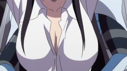 1boy 1girl animated animated_gif anime_screenshot assisted_exposure bdsm black_hair bondage bouncing_breasts bound breasts collarbone embarrassed grabbing_another&#039;s_breast groping hetero hip_focus kenzen_robo_daimidaler long_hair madanbashi_kouichi navel nipples open_mouth purple_eyes sonan_kyouko surprised undressing upper_body