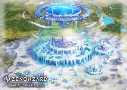 cloud company_name copyright_name day dome electricity fantasy forest highres landscape nature no_humans official_art outdoors river scenery shiki_makoto snow watermark zenonzard