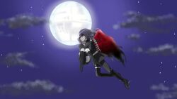 animated brother_and_sister carrying carrying_person flying last_defense_academy_school_uniform night night_sky satellite siblings sky spacecraft tagme the_hundred_line_-last_defense_academy- tsukumo_ima tsukumo_kako twins video