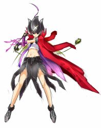 Rule 34 | 1girl, bancholilimon, banchou, belt, black eyes, boots, buckle, cape, delinquent, digimon, digimon (creature), duke778, female focus, fingerless gloves, full body, gloves, highres, midriff, monster girl, navel, plant, scar, school uniform, sketch, skirt, smile, solo, stretching, unzipped, vines, weapon, wings, yo-yo, zipper