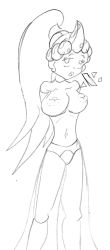 Rule 34 | 1girl, arms behind back, breasts, crown, detached sleeves, emblem, female focus, frown, genie, harem pants, headdress, highres, inverted nipples, kesoroda (artist), kesu, large breasts, long hair, navel, nipples, open mouth, original, pants, ponytail, puffy nipples, red hair, see-through clothes, solo, tiara, topless female, transparent background