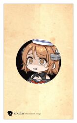 Rule 34 | 1girl, ?, @ @, aka ringo, black sailor collar, brown eyes, brown hair, commentary request, dixie cup hat, flipped hair, hat, highres, kantai collection, military hat, neckerchief, red neckerchief, richard p. leary (kancolle), sailor collar, shaded face, short hair, solo, upper body, white hat