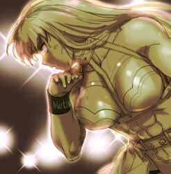 1girl aoba_(smartbeat) fate/grand_order fate_(series) highres martha_(fate) muscular muscular_female sweat tagme