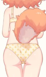 1girl absurdres ass ass_focus back bare_arms bare_legs bare_shoulders bra cowboy_shot dog_girl dog_tail facing_away from_behind head_out_of_frame highres inuakari_suzu_(inuakarisan) inuakarisan legs_together orange_hair original panties polka_dot polka_dot_bra polka_dot_panties print_panties revision short_hair simple_background skindentation solo standing tail tail_raised thigh_gap underwear underwear_only variant_set white_background yellow_bra yellow_panties