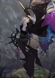 1girl absurdres black_cloak breasts cloak demon_girl demon_horns demon_wings fate/grand_order fate_(series) green_eyes grey_hair highres horns lilith_(fate) long_hair looking_at_viewer medium_breasts solo twintails wings yorurokujuu