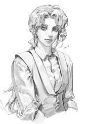 1girl dated greyscale highres light_smile lips monochrome nose original realistic solo upper_body vlfdus_0