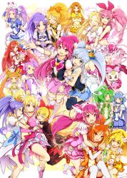 10s 6+girls ai-chan_(dokidoki!_precure) aida_mana aino_megumi aoki_reika arm_hug blush bow brooch candy_(smile_precure!) choker crown cure_ace cure_beat cure_beauty cure_diamond cure_fortune cure_happy cure_heart cure_honey cure_lovely cure_march cure_melody cure_muse cure_muse_(yellow) cure_princess cure_rhythm cure_rosetta cure_sunny cure_sword dokidoki!_precure everyone gold_crown gurasan_(happinesscharge_precure!) hair_bun happinesscharge_precure! heart heart_brooch heart_hair_bun high_ponytail highres hikawa_iona hino_akane_(smile_precure!) hishikawa_rikka hoshizora_miyuki houjou_hibiki hug hug_from_behind hummy_(suite_precure) jewelry kenzaki_makoto kurokawa_eren madoka_aguri magical_girl midorikawa_nao minamino_kanade minatsuki_randoseru multiple_girls oomori_yuuko open_mouth pink_bow pink_skirt ponytail precure precure_all_stars regina_(dokidoki!_precure) ribbon_(happinesscharge_precure!) seiren_(suite_precure) shirabe_ako shirayuki_hime skirt smile smile_precure! suite_precure twintails white_choker wide_ponytail yellow_bow yotsuba_alice