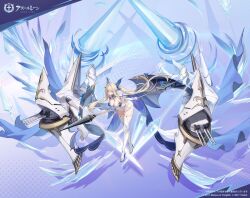 Rule 34 | artist request, azur lane, bare shoulders, bent over, blonde hair, blue butterfly, blue eyes, boots, breasts, bug, butterfly, butterfly hair ornament, cleavage, elbow gloves, gloves, hair ornament, high heel boots, high heels, holding, holding polearm, holding weapon, insect, knee boots, large breasts, long hair, massena (azur lane), microskirt, official art, polearm, promotional art, rigging, second-party source, ship turret, skirt, thighhighs, thighhighs under boots, twintails, very long hair, weapon, white boots, white gloves, white skirt, white thighhighs
