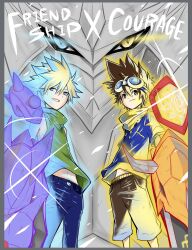 Rule 34 | 2boys, absurdres, cannon, digimon, digimon (creature), highres, ishida yamato, multiple boys, naoki akamine, omegamon, sword, weapon, yagami taichi