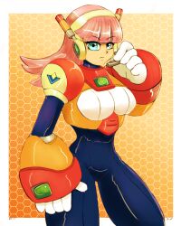 1girl android breasts jakovs large_breasts long_hair mega_man_(series) mega_man_maverick_hunter_x mega_man_x_(series) minerva_(mega_man) pink_hair