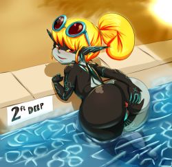 10s 1girl 2015 alternate_hairstyle anus anus_peek ass ass_grab bent_over black_skin blush colored_sclera colored_skin deep_skin eyewear_on_head fang female_focus grey_skin highres huge_ass long_hair looking_back midna multicolored_skin narrow_waist nintendo no_headwear orange_hair partially_submerged plump pointy_ears ponytail pool poolside presenting presenting_anus pussy red_eyes short_ponytail shortstack slingshot_swimsuit smile soles solo spread_anus spread_ass sunglasses swimsuit the_legend_of_zelda the_legend_of_zelda:_twilight_princess thecon thick_thighs thighs two-tone_skin uncensored water wide_hips yellow_sclera