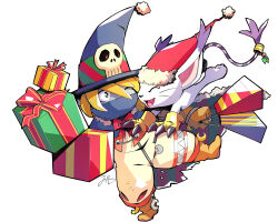 Rule 34 | animal ears, cat, cat ears, christmas, digimon, digimon (creature), gloves, hat, highres, holy ring, skull, tail, tailmon, wizard, wizard hat, wizarmon
